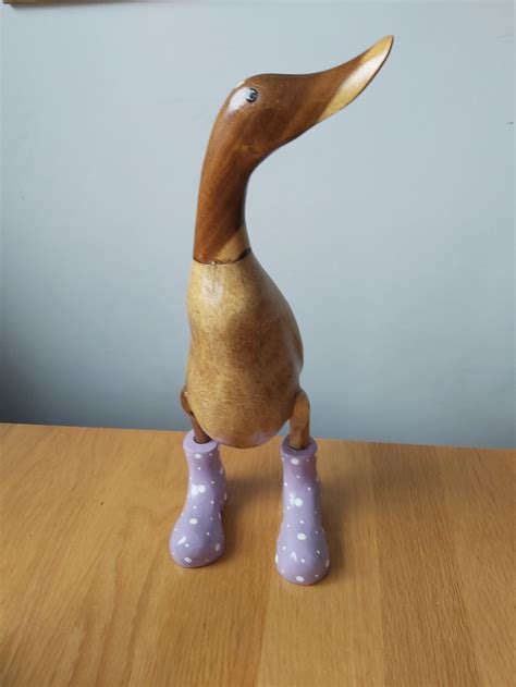 Wooden Duck In Wellies Large Ducks Handmade Painted Boots Duck Etsy