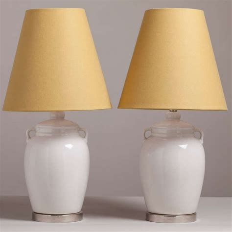 Pair Of White Ceramic Urn Shaped Table Lamps 1960s For Sale At 1stDibs