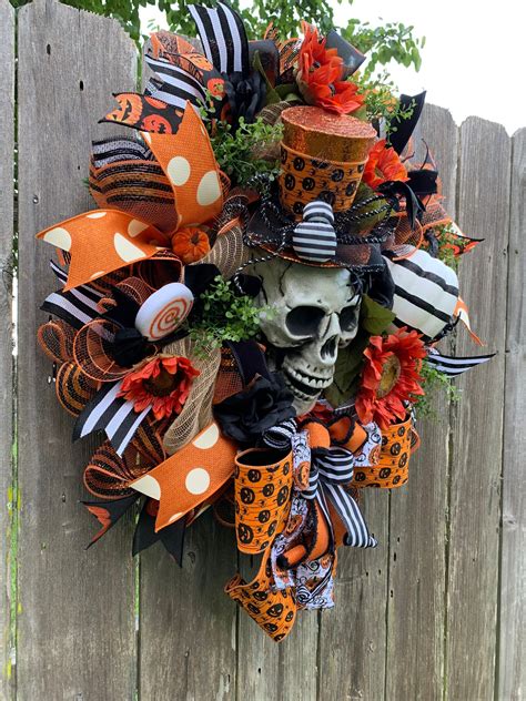 Halloween Wreath, Skull Wreath, Mr Bones Wreath, Halloween Decorations ...