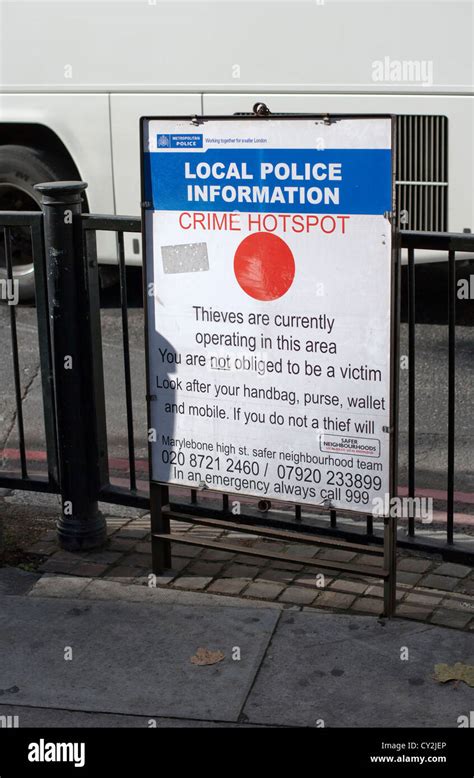 Police Crime Warning Notice Marylebone Station London England Uk