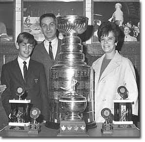 Terry Sawchuk With His Wife Pat Son Jerry And A Few Of His Awards Hockey Goalie Goalie Mask