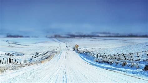 Winter Snow Horizon Depth Of Field Road Path Hd Wallpapers