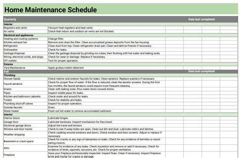 Home Maintenance Checklist Printable And Editable Excel File Instant
