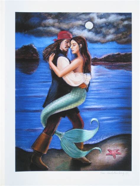 Mermaid Art Pirate Romantic Caribbean Fantasy Poster Print Of