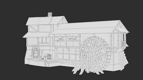 3d Old Medieval Watermill Pbr Model Turbosquid 2032199