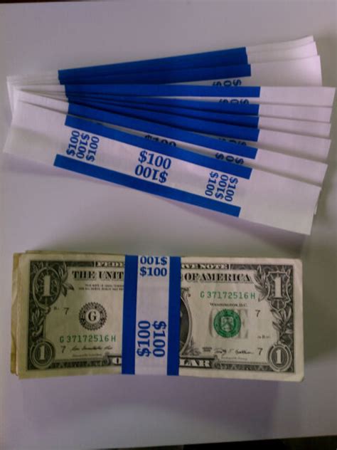 100 New Self Sealing Currency Bands 100 Denomination Straps