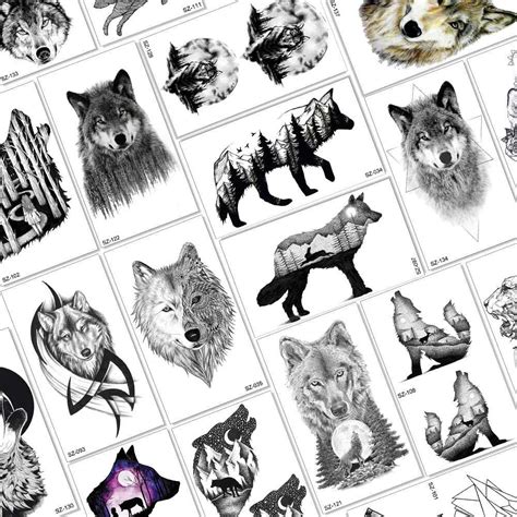 Ferocious Wolf Temporary Tattoos For Men Realistic Coyote Geometric