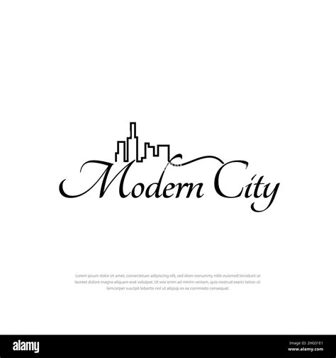Modern City Logo Monogram In Unique Handwritten Style Labels Emblems
