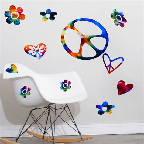 Tie Dye Peace Signs Wall Decal Sixties Wall Decal Murals Primedecals