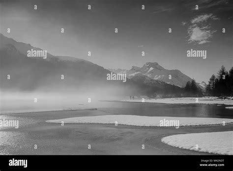 Foggy Day In Engadina Switzerland Stock Photo Alamy