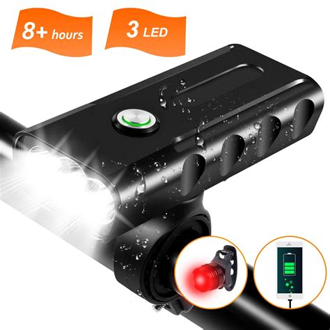 1000lm Usb Rechargeable Bike Light 3 Led Super Bright Bicycle Lights