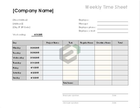 Download Free Excel Template For Tasks And Overtime Sheet