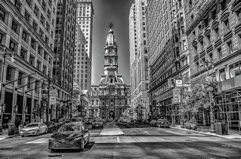 Black And White City Hall On Broad Street Philadelphia