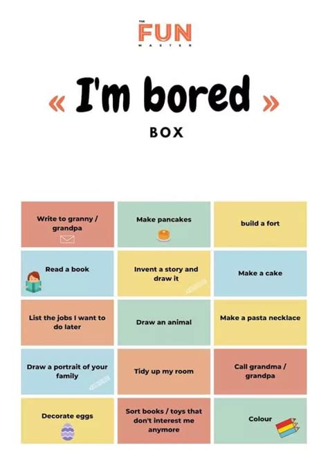 60 Answers To Im Bored Free Printable Full Of Kids Activities To
