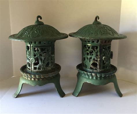 Antique japanese pagoda lantern/ cast iron. Pagoda lamp, Cast iron Pagoda, Vintage Pagoda, Green ...