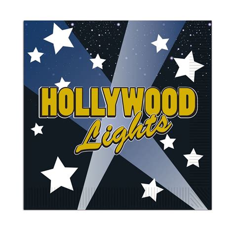 Club Pack Of 192 Yellow And Gray Hollywood Lights Disposable Luncheon
