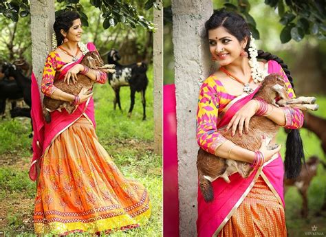 Bollywood Actress Saree Collections Bhargavi Kunam Traditional Teen Half Saree Collection
