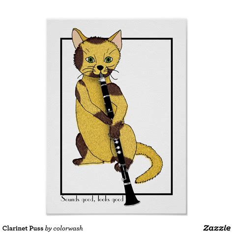 Clarinet Puss Poster Cat Lover Ts Cat Ts Retro Happy Birthday