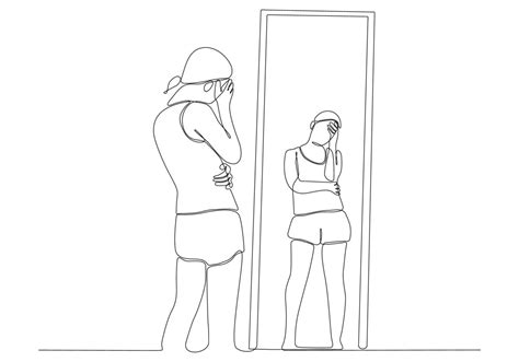 continuous line drawing of woman in mirror vector illustration 7942205 vector art at vecteezy