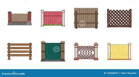 Different Fence Icons In Set Collection For Design Stock Vector