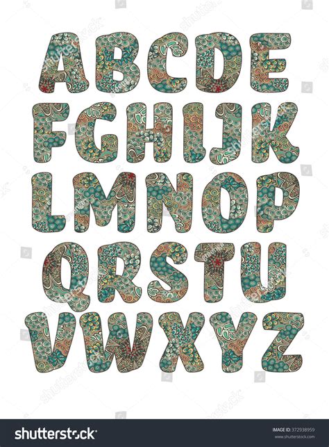 Vector Alphabet Letters Filled With Pattern Color Version 372938959