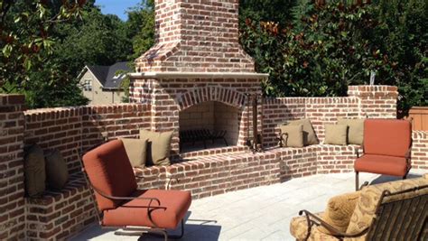 Outdoor Isokern Fireplace Finished With Brick And Lots Of Seating