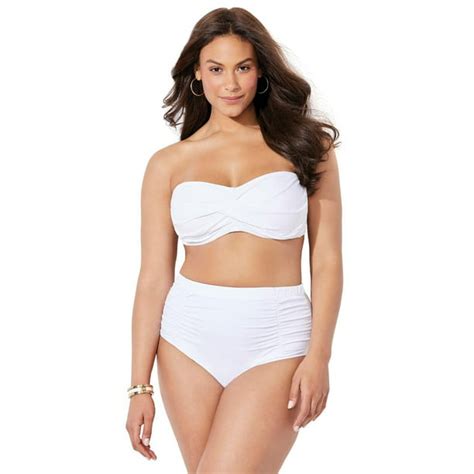swimsuitsforall swimsuits for all women s plus size valentine ruched bandeau high waist bikini