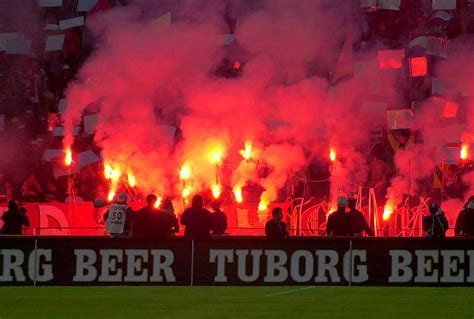 Football Stadium Red Torch Flames Light Show Fans Tribune Sport