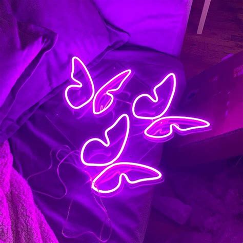 Butterfly Neon Lightneon Sign Handmade Neon Light Etsy Purple Aesthetic Purple Wallpaper