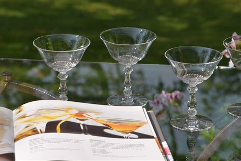 5 vintage crystal martini ~ cocktail glasses heisey 1930 s mixologist craft cocktail glasses