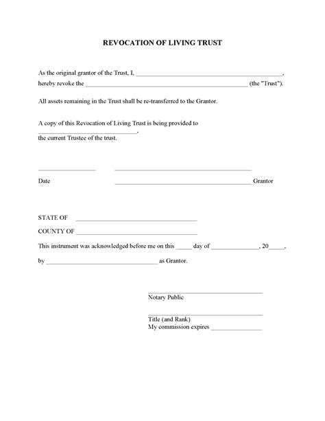 Revocation Of Living Trust Form Free Printable Legal Forms