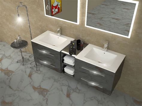 Double sink vanity units are a real luxury for larger families where the bathroom is frequently used, usually by more than one person at once. Grey #double #bathroom vanity 2 two drawer cabinet with ...