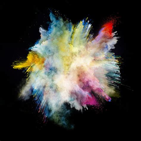 Hd Wallpaper Powder Colorful Black Splashes Powder Explosion