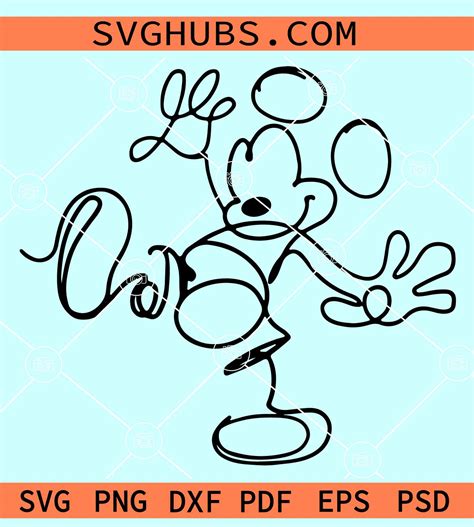 Mickey Mouse Line Art Svg Disney Inspired Sketchbook Svg Mickey Mouse