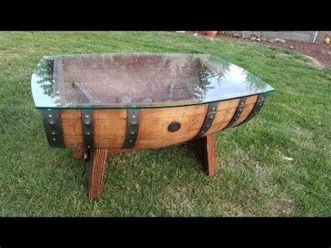 Use a miter saw to cut an 8 feet (2.4 m) board down to size. Making A Wine Barrel Coffee Table. - YouTube