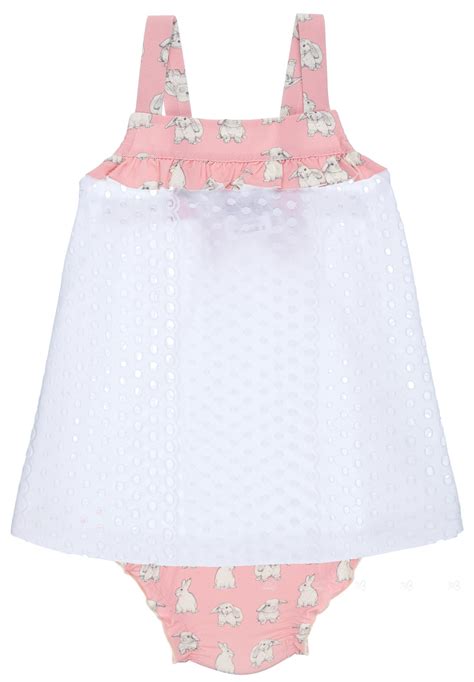 Maricruz Moda Infantil Conjunto Bebé Vestido Perforado Blanco