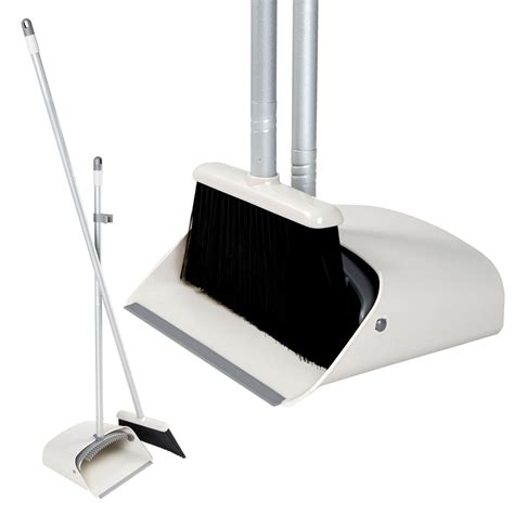 Dustpan And Broom Set Long Handle Stand Up Store With Broom Holder Ebay
