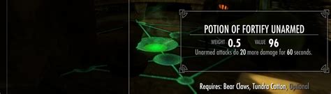 Fortify Unarmed Potion At Skyrim Special Edition Nexus Mods And Community