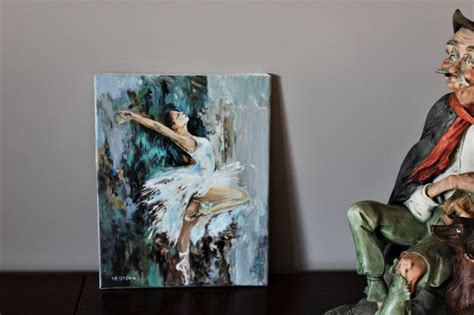Vintage Acrylic Painting Of Ballet Dancer Canvas Wall Art Etsy