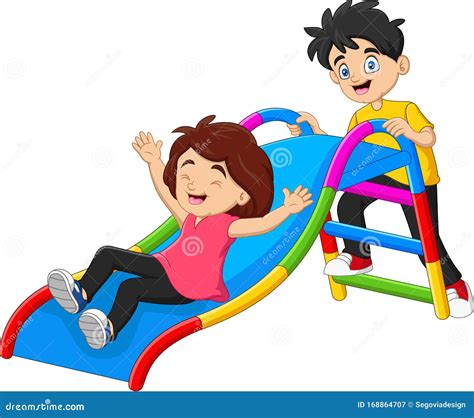 Cartoon Children Having Fun In The Playground Stock Vector