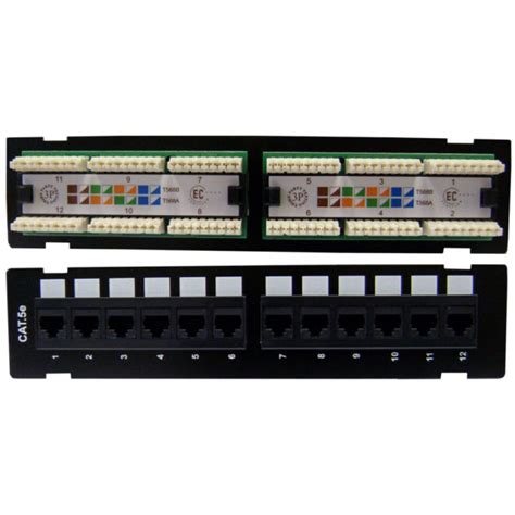 I would use the t568a wiring standard. Patch Panel, Cat5E, 110 Type, 12-port, wall mount, 10" - Compatible Cable Inc