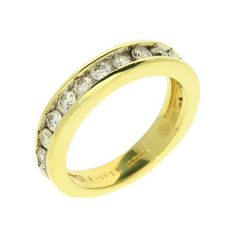 Second Hand 18ct Yellow Gold Half Eternity Ring 100ct Miltons Diamonds