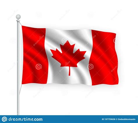 3d Golvende Vlag Canada Op Witte Achtergrond Geïsoleerd Stock Illustratie Illustration Of