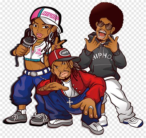 Free Download Animated Woman And Two Men Illustration Rapper Hip Hop