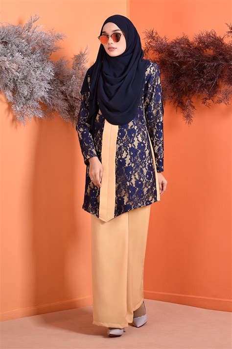 Baju Kebarung Lace Marissa Custard Yellow Muslimahclothing