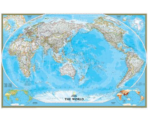 National Geographic World Map Classic Blue Ocean Political