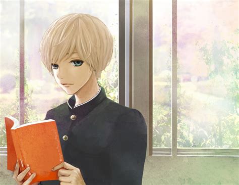 Wallpaper Anime Boy Blonde Book School Gakuran Wallpapermaiden