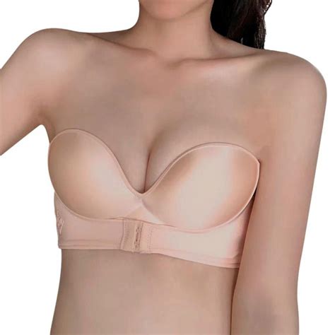 Strapless Bra With Clear Back Invisible Strap Push Up Padded Underwire Backless Women Super Push