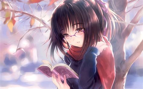 Garota Anime Lendo Livro Papel De Parede Grátis Para Pc Hd
