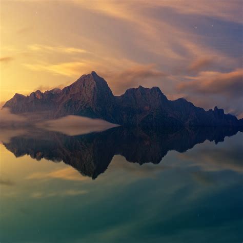 Download Mountains Reflections Sunset 2248x2248 Wallpaper Ipad Air